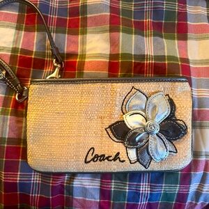 Coach straw wristlet